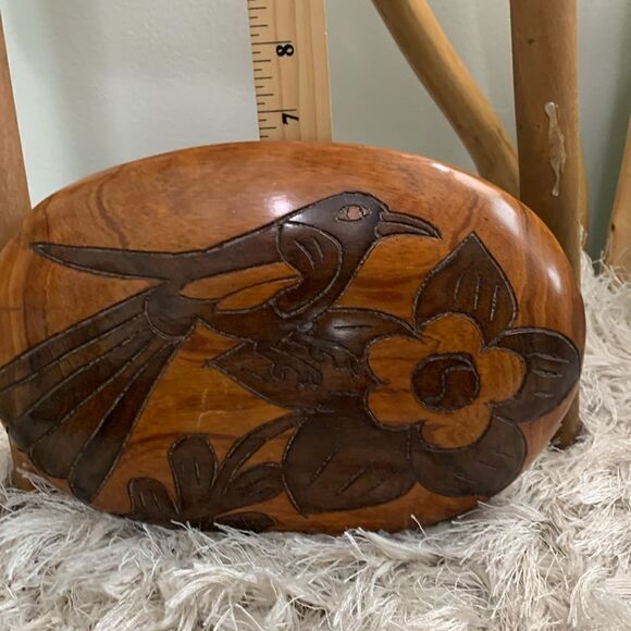 Vintage Decorative Hand Carved Wooden Large Turtle Tortoise Trinket Box W/Lid - Picture 6 of 16